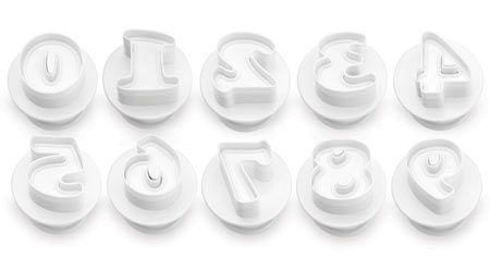 Number Cutter/Plunger Set - 10 Pc