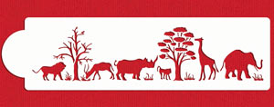 Stencil: Safari Animals Silhouette Cake Side