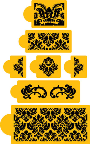 Stencil: Damask Cake Set