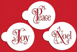 Stencil: Joy, Noel & Peace Cookie