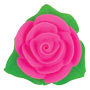 Rose Icing w/ 3 Leaves - Pink