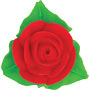 Rose Icing W/3 Leaves - Red