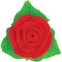 Rose Icing w/ 3 Leaves - Red