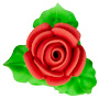 Rose Icing w/ 3 Leaves - Red