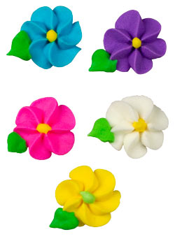 Mini Blossoms W/Leaf-Asst Colors
