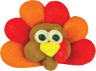 Mini Turkey Head Icing With Feathers
