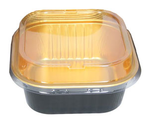11 oz. Square Foil Dessert Cup W/ Stackable Flat Lid -Black