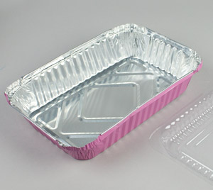 1.5 Lb. Foil Pan W/ Plastic Lid - Pink