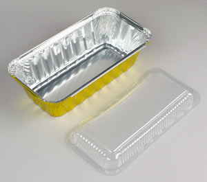 2 Lb. Foil Loaf Pan W/ Plastic Lid - Gold