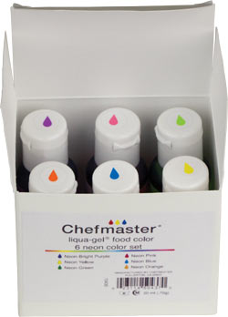 6 Color Neon Liqua-Gel Kit - Chefmaster 0.7 oz.