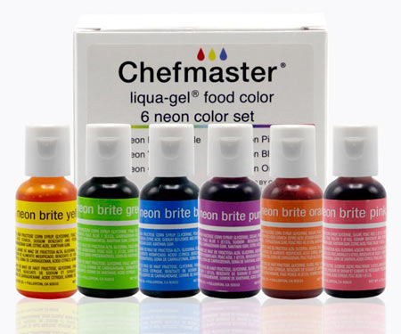 6 Color Neon Liqua-Gel Kit - Chefmaster 0.7 oz.