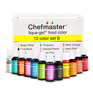 12 Color Liqua-Gel Kit B - Chefmaster .70 oz.