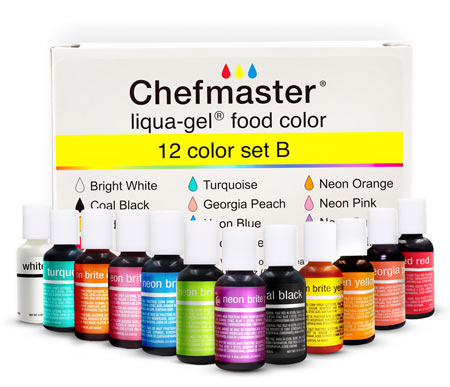 12 Color Liqua-Gel Kit B - Chefmaster .70 oz.