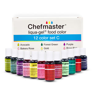 12 Color Liqua-Gel Kit C - Chefmaster .70 oz.