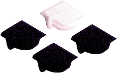 Grad Caps Blk & Wh Ass't