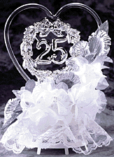 25th Anniversary Glass Heart Topper