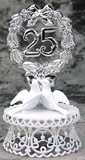 Silver Anniversary W/Doves Topper