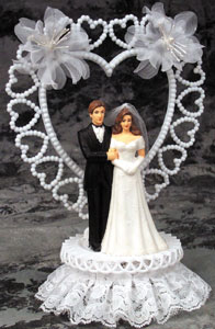 Bride & Groom - Hearts & Flowers Topper