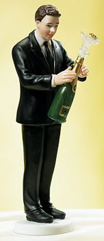 Groom Popping Champagne Bottle