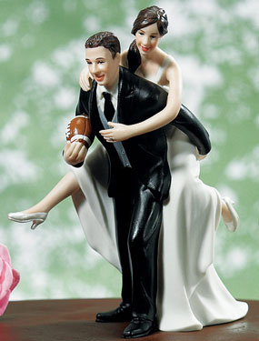 Playful Football Bridal Couple