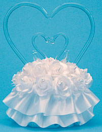 Glass Heart & Swans Topper In Dome