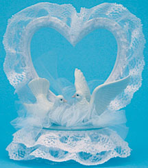 Porcelain Doves Topper In Dome